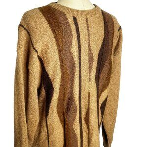 VTG Tuscan Sweater Mens Size XXL Merino Wool Blend Brown Crew Neck Pullover